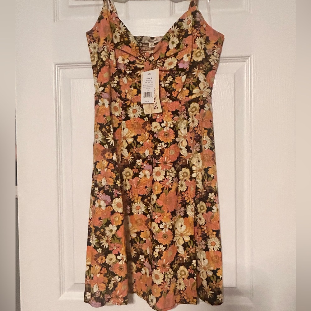 NWT Small Rewind Black Floral Dress - With Cutout